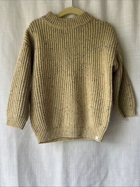 Oh Baby! Kids Neutral Speckled Knit Sweater in Beige/Oat 18-24M